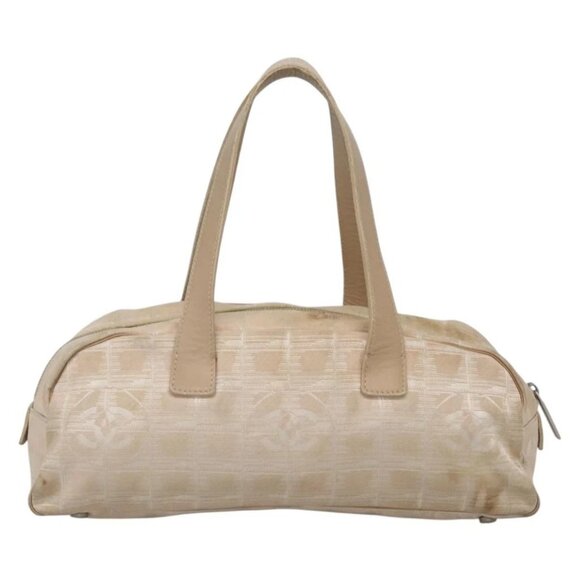 CHANEL New Travel Line Hand Bag Nylon Beige Silver CC Auth bs29078 - Picture 11 of 15